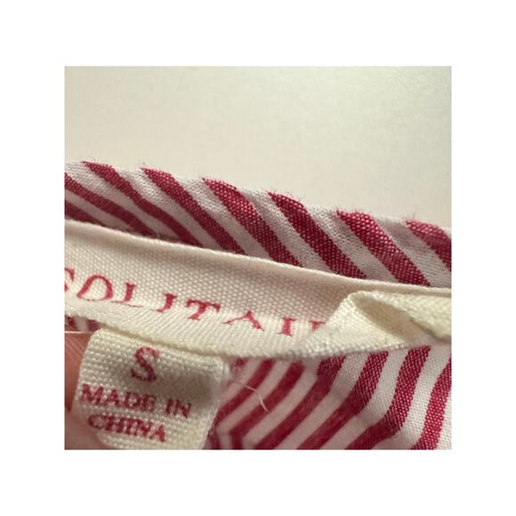 Solitaire Dark Pink Pinstripe‎ Bell Sleeve Blouse Sz S Cotton Blend Flared - Picture 5 of 11